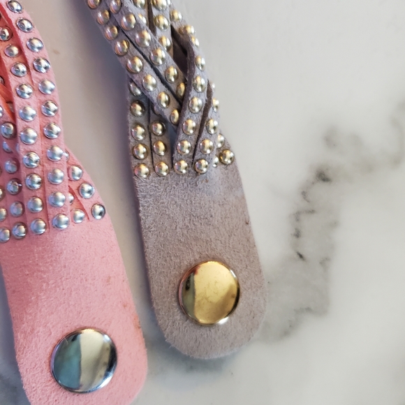 2 Multi Strand Wrap Bracelet's Pink & Gray - Picture 6 of 13